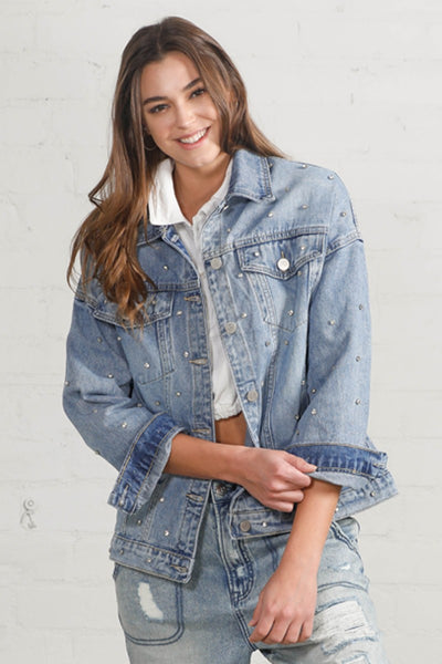 Custom Rhinestone Denim Jacket