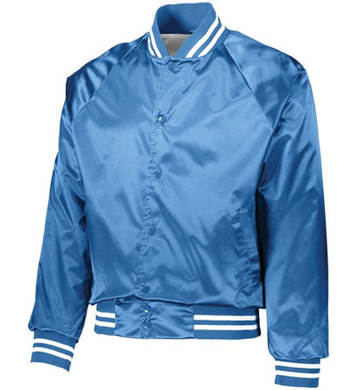 Custom Light Blue Satin Bomber Jacket