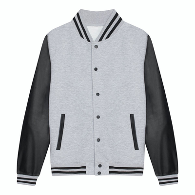 Custom Grey Leather Sleeve Varsity Jacket