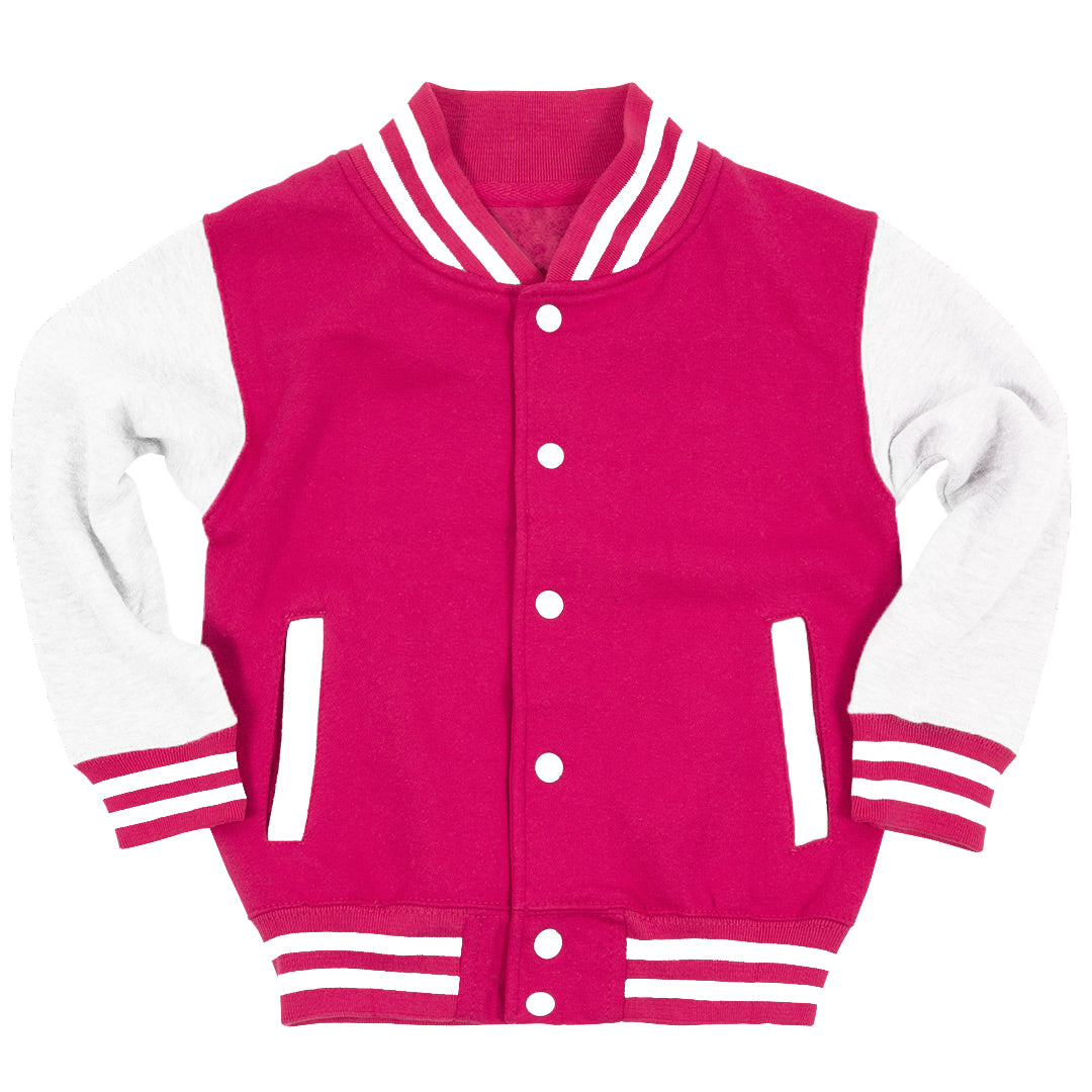 Kids Custom Hot Pink Varsity Jacket