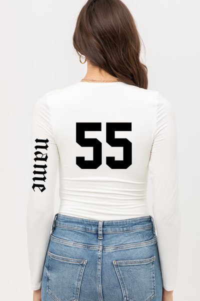 The Digits White Long Sleeve Body Suit
