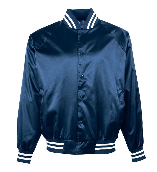Custom Navy Satin Bomber Jacket