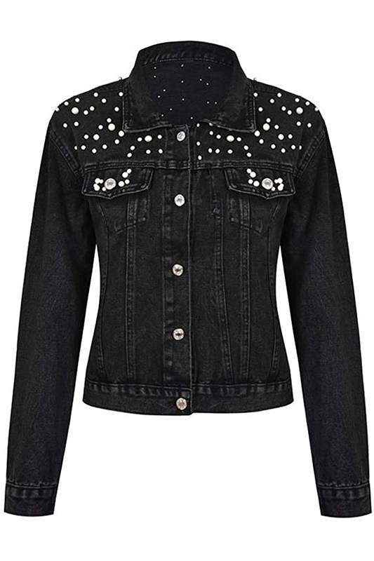 Custom Black Pearl Denim Jacket