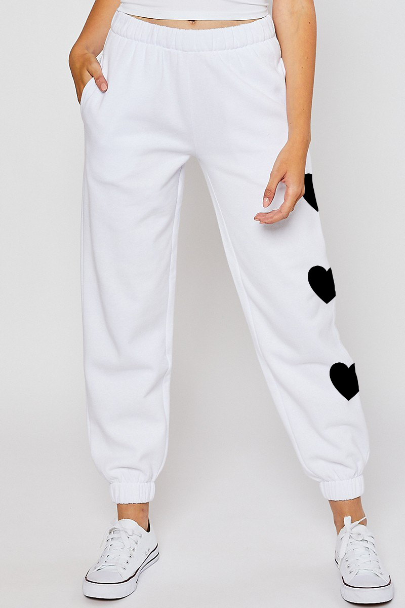 Queen of Hearts White Sweatpants