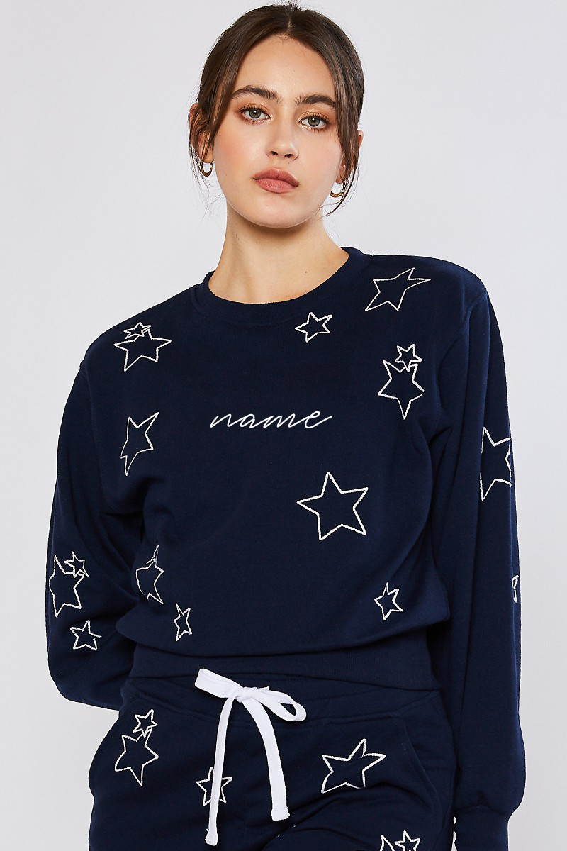 The Star Embroidered Crewneck Navy